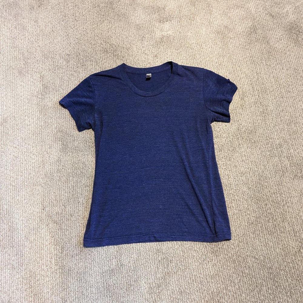 Two Women's American Apparel T-Shirts Blue and Gray